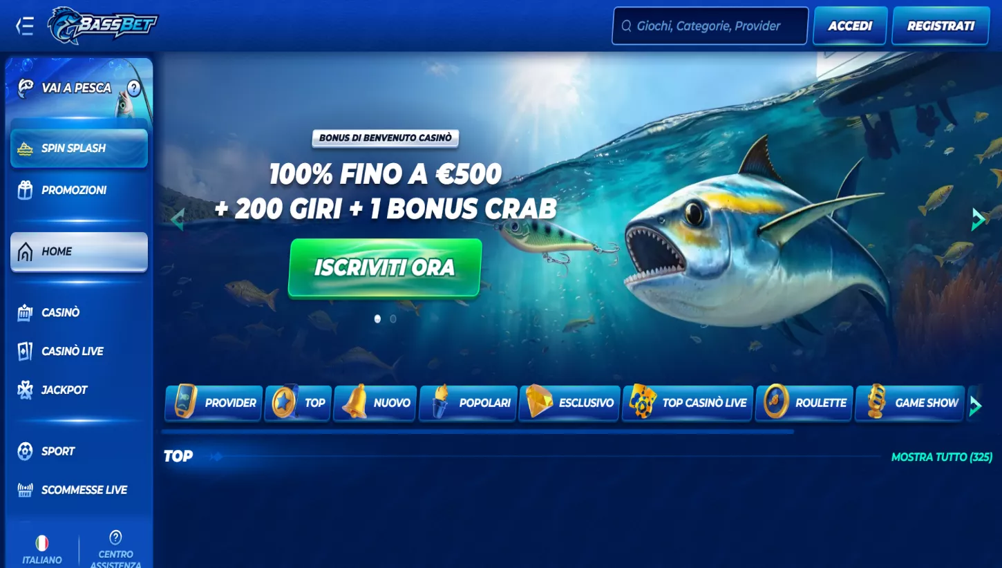Pagina principale di Bassbet Casino